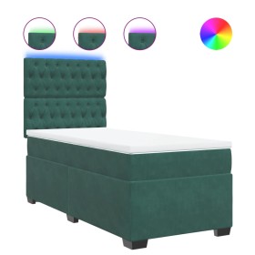 vidaXL Boxspringbett mit Matratze Dunkelgrün 90x190 cm Samt