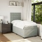 vidaXL Boxspringbett mit Matratze Hellgrau 90x200 cm Samt vidaXL Boxspringbett mit Matratze Hellgrau 90x200 cm Samt