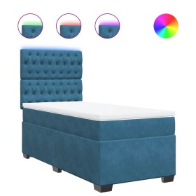 vidaXL Boxspringbett mit Matratze Blau 100x200 cm Samt