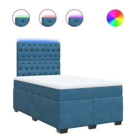 vidaXL Boxspringbett mit Matratze Blau 120x200 cm Samt