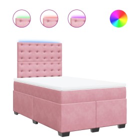 vidaXL Boxspringbett mit Matratze Rosa 120x200 cm Samt