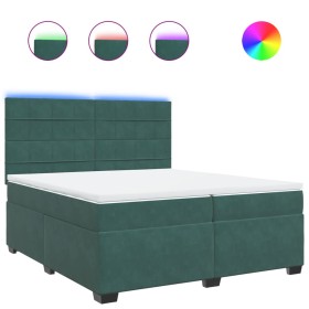 vidaXL Boxspringbett mit Matratze Dunkelgrün 200x200 cm Samt