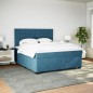 vidaXL Boxspringbett mit Matratze Blau 180x200 cm Samt vidaXL Boxspringbett mit Matratze Blau 180x200 cm Samt