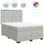 vidaXL Boxspringbett mit Matratze Hellgrau 140x190 cm Samt vidaXL Boxspringbett mit Matratze Hellgrau 140x190 cm Samt