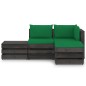 4-tlg. Garten-Lounge-Set mit Kissen Grau Imprägniertes Holz 4-tlg. Garten-Lounge-Set mit Kissen Grau Imprägniertes Holz