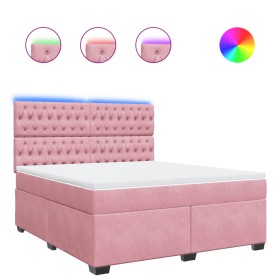 vidaXL Boxspringbett mit Matratze Rosa 180x200 cm Samt