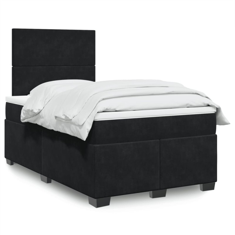 vidaXL Boxspringbett mit Matratze Schwarz 120x200 cm Samt vidaXL Boxspringbett mit Matratze Schwarz 120x200 cm Samt