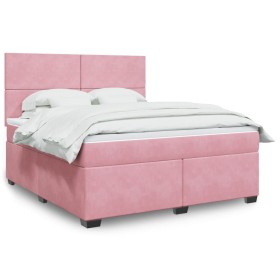 vidaXL Boxspringbett mit Matratze Rosa 180x200 cm Samt