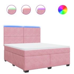 vidaXL Boxspringbett mit Matratze Rosa 180x200 cm Samt