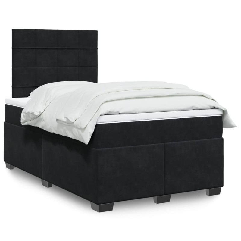 vidaXL Boxspringbett mit Matratze Schwarz 120x200 cm Samt vidaXL Boxspringbett mit Matratze Schwarz 120x200 cm Samt
