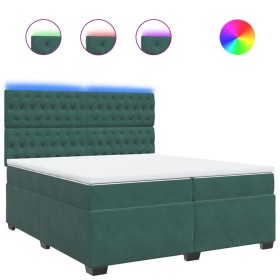 vidaXL Boxspringbett mit Matratze Dunkelgrün 200x200 cm Samt