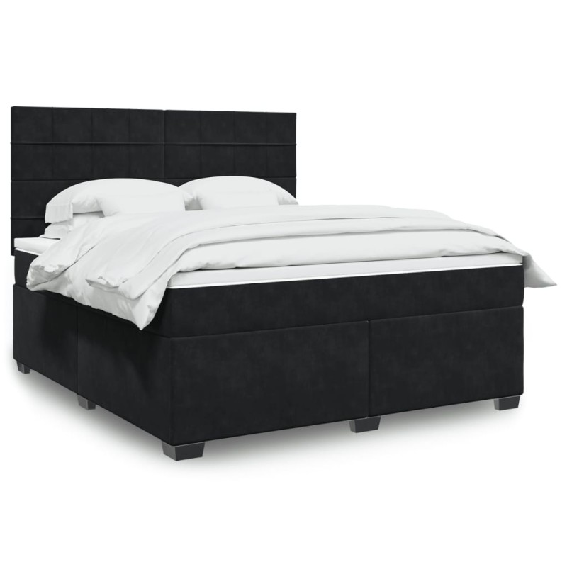 vidaXL Boxspringbett mit Matratze Schwarz 180x200 cm Samt vidaXL Boxspringbett mit Matratze Schwarz 180x200 cm Samt