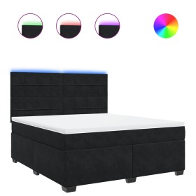 vidaXL Boxspringbett mit Matratze Schwarz 180x200 cm Samt