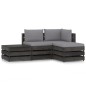 4-tlg. Garten-Lounge-Set mit Kissen Grau Imprägniertes Holz 4-tlg. Garten-Lounge-Set mit Kissen Grau Imprägniertes Holz