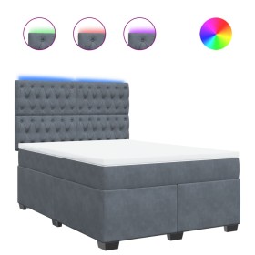 vidaXL Boxspringbett mit Matratze Dunkelgrau 160x200 cm Samt