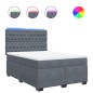 vidaXL Boxspringbett mit Matratze Dunkelgrau 160x200 cm Samt vidaXL Boxspringbett mit Matratze Dunkelgrau 160x200 cm Samt