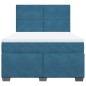vidaXL Boxspringbett mit Matratze Blau 140x200 cm Samt
