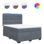 vidaXL Boxspringbett mit Matratze Dunkelgrau 140x200 cm Samt vidaXL Boxspringbett mit Matratze Dunkelgrau 140x200 cm Samt