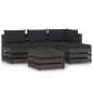 vidaXL 5-tlg. Garten-Lounge-Set mit Kissen Grau Imprägniertes Holz vidaXL 5-tlg. Garten-Lounge-Set mit Kissen Grau Imprägniertes Holz