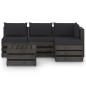 vidaXL 5-tlg. Garten-Lounge-Set mit Kissen Grau Imprägniertes Holz vidaXL 5-tlg. Garten-Lounge-Set mit Kissen Grau Imprägniertes Holz