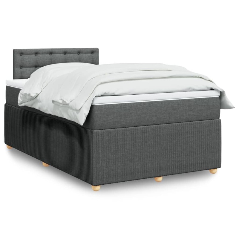 vidaXL Boxspringbett mit Matratze Dunkelgrau 120x200 cm Stoff vidaXL Boxspringbett mit Matratze Dunkelgrau 120x200 cm Stoff