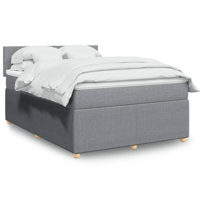 vidaXL Boxspringbett mit Matratze Hellgrau 140x190 cm Stoff vidaXL Boxspringbett mit Matratze Hellgrau 140x190 cm Stoff