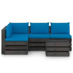 vidaXL 5-tlg. Garten-Lounge-Set mit Kissen Grau Imprägniertes Holz