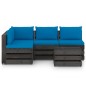vidaXL 5-tlg. Garten-Lounge-Set mit Kissen Grau Imprägniertes Holz vidaXL 5-tlg. Garten-Lounge-Set mit Kissen Grau Imprägniertes Holz