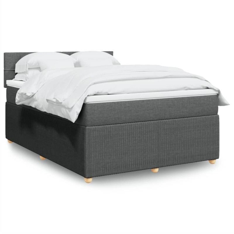 vidaXL Boxspringbett mit Matratze Dunkelgrau 140x190 cm Stoff vidaXL Boxspringbett mit Matratze Dunkelgrau 140x190 cm Stoff