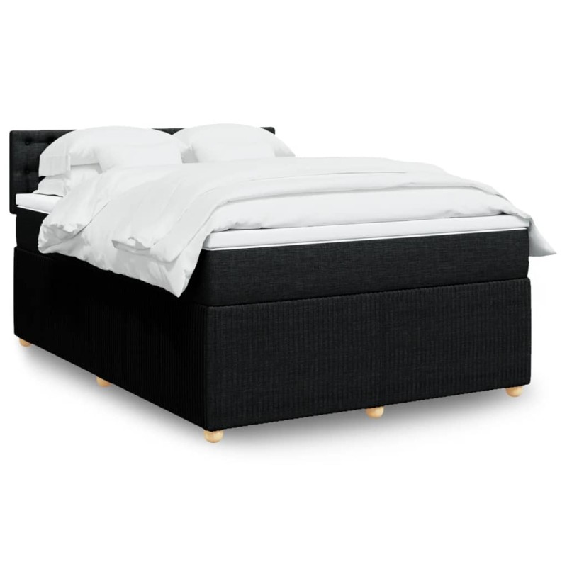 vidaXL Boxspringbett mit Matratze Schwarz 140x190 cm Stoff vidaXL Boxspringbett mit Matratze Schwarz 140x190 cm Stoff