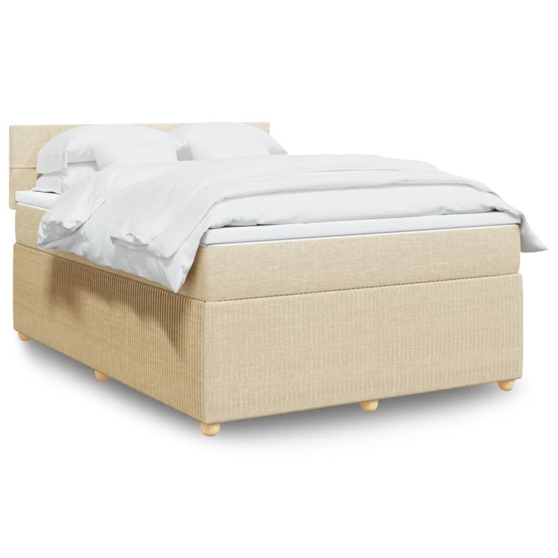 vidaXL Boxspringbett mit Matratze Creme 140x200 cm Stoff vidaXL Boxspringbett mit Matratze Creme 140x200 cm Stoff