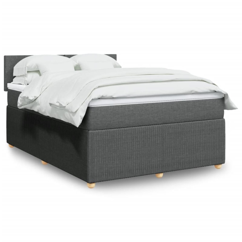 vidaXL Boxspringbett mit Matratze Dunkelgrau 160x200 cm Stoff vidaXL Boxspringbett mit Matratze Dunkelgrau 160x200 cm Stoff