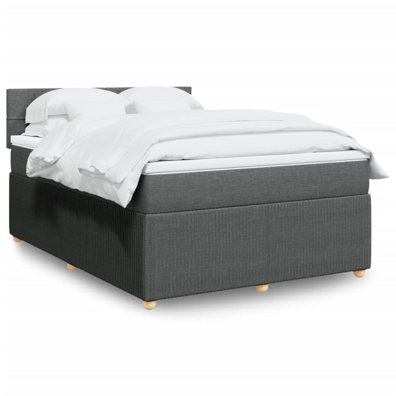 vidaXL Boxspringbett mit Matratze Dunkelgrau 160x200 cm Stoff vidaXL Boxspringbett mit Matratze Dunkelgrau 160x200 cm Stoff