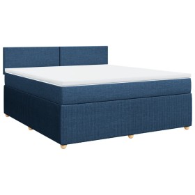 vidaXL Boxspringbett mit Matratze Blau 180x200 cm Stoff