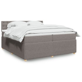vidaXL Boxspringbett mit Matratze Taupe 200x200 cm Stoff