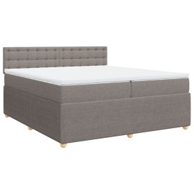 vidaXL Boxspringbett mit Matratze Taupe 200x200 cm Stoff