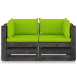 vidaXL 2-Sitzer Outdoor-Sofa mit Kissen Grau Imprägniertes Kiefernholz