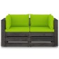 vidaXL 2-Sitzer Outdoor-Sofa mit Kissen Grau Imprägniertes Kiefernholz vidaXL 2-Sitzer Outdoor-Sofa mit Kissen Grau Imprägniertes Kiefernholz