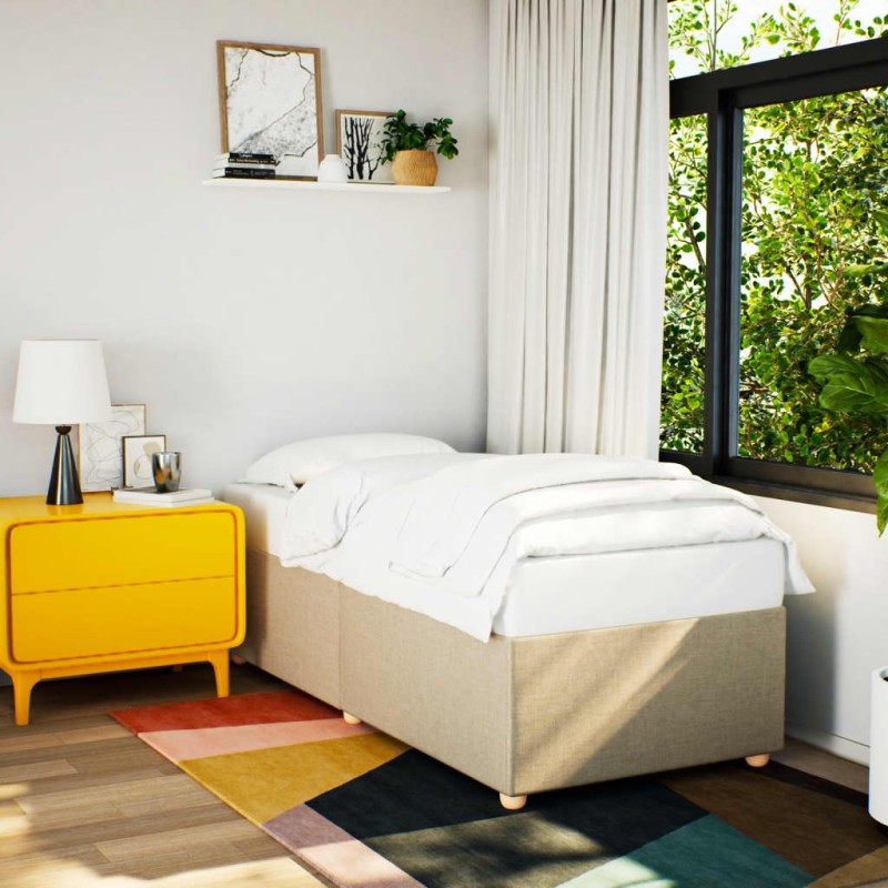vidaXL Bettgestell Creme 90x190 cm Stoff vidaXL Bettgestell Creme 90x190 cm Stoff