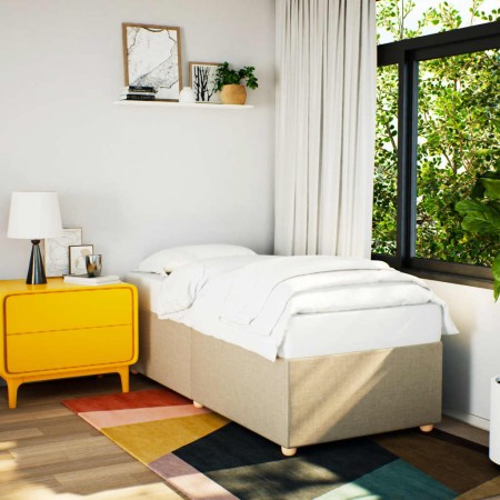 vidaXL Bettgestell Creme 90x190 cm Stoff