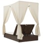 vidaXL Doppel-Sonnenliege mit Dach und Vorhängen Braun Poly Rattan vidaXL Doppel-Sonnenliege mit Dach und Vorhängen Braun Poly Rattan