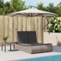 vidaXL Doppel-Sonnenliege mit Kissen Grau Poly Rattan vidaXL Doppel-Sonnenliege mit Kissen Grau Poly Rattan