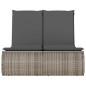 vidaXL Doppel-Sonnenliege mit Kissen Grau Poly Rattan vidaXL Doppel-Sonnenliege mit Kissen Grau Poly Rattan