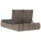 vidaXL Doppel-Sonnenliege mit Kissen Grau Poly Rattan vidaXL Doppel-Sonnenliege mit Kissen Grau Poly Rattan