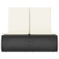 vidaXL Doppel-Sonnenliege mit Kissen Schwarz Poly Rattan
