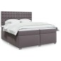 vidaXL Boxspringbett mit Matratze Grau 200x200 cm Kunstleder vidaXL Boxspringbett mit Matratze Grau 200x200 cm Kunstleder
