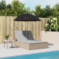 vidaXL Doppel-Sonnenliege mit Kissen & Sonnenschirm Beige Poly Rattan vidaXL Doppel-Sonnenliege mit Kissen & Sonnenschirm Beige Poly Rattan