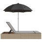 vidaXL Doppel-Sonnenliege mit Kissen & Sonnenschirm Beige Poly Rattan vidaXL Doppel-Sonnenliege mit Kissen & Sonnenschirm Beige Poly Rattan