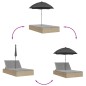 vidaXL Doppel-Sonnenliege mit Kissen & Sonnenschirm Beige Poly Rattan vidaXL Doppel-Sonnenliege mit Kissen & Sonnenschirm Beige Poly Rattan