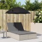 vidaXL Doppel-Sonnenliege mit Kissen & Schirm Hellgrau Poly Rattan vidaXL Doppel-Sonnenliege mit Kissen & Schirm Hellgrau Poly Rattan